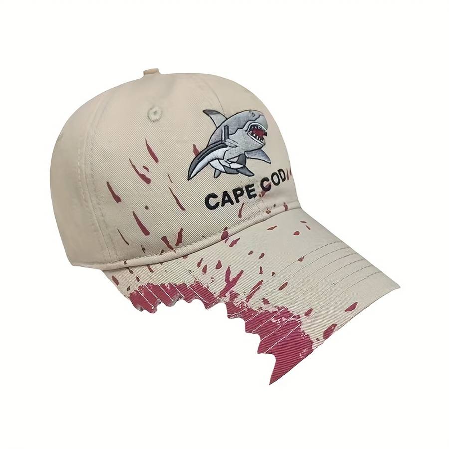 Cape Code Shark Baseball Cap Distressed Design With Shark Logo Breathable Cotton Perfect Fo
