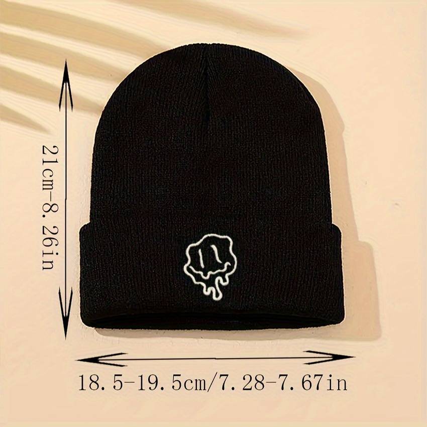 1pc Acrylic Knit Beanie Hat Casual Style Solid Color Warm Cap with Medium Stretch Hand Washab