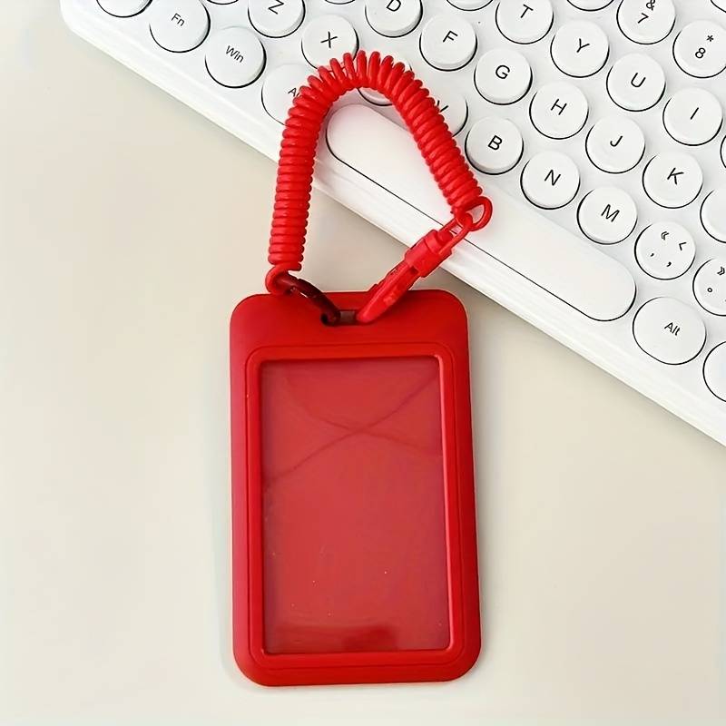 1pc Men's Sleek Black Card Holder with Elastic Cord Durable Plastic Casual Style