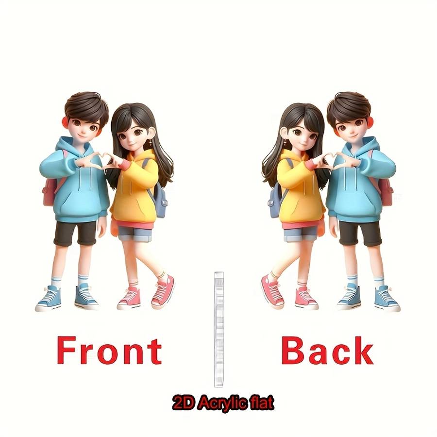 2D Flat Car Hanging Ornaments Flat Heartfelt Couple Acrylic Keychain Hanging Orn