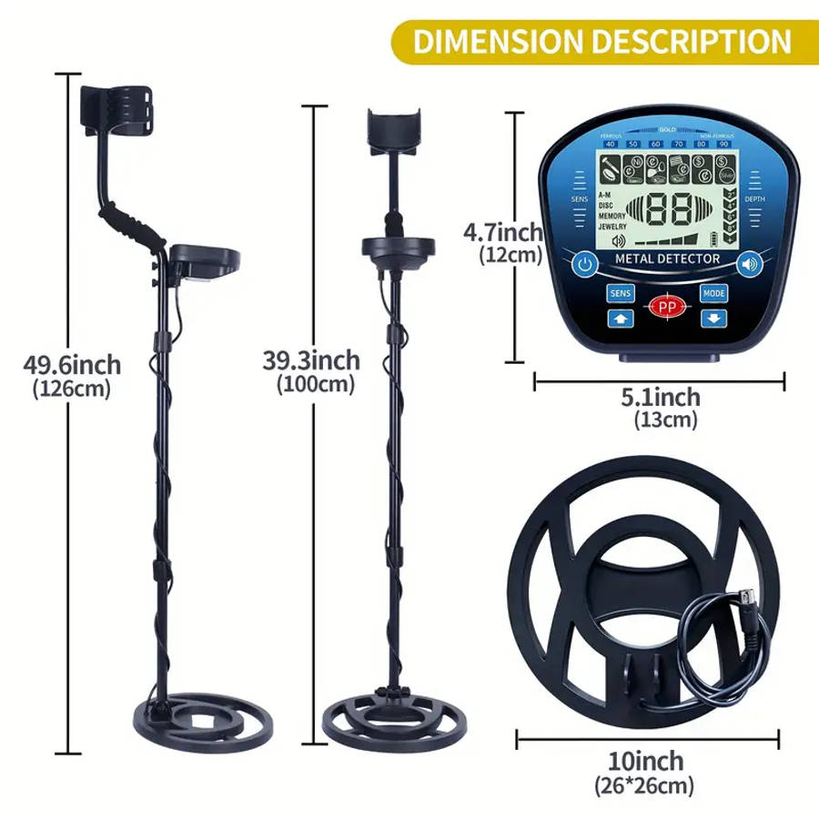 Professional 10" Coil Metal Detector with LCD Display