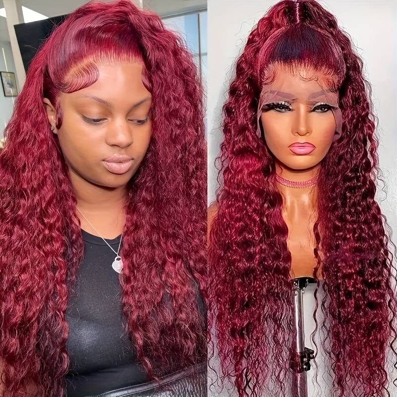 1Pc Burgundy 76.2cm Fashion Design Wig