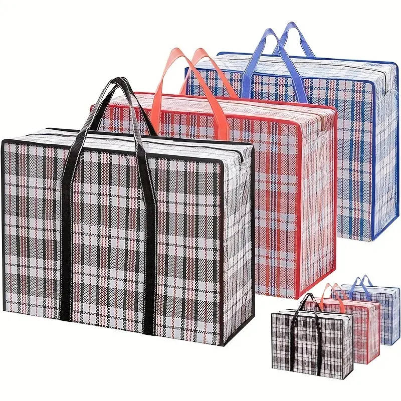 3pcs Large Moving Storage Bags Versatile Quilt Toy and Clothes Organizer with Zippers Durable Plasti
