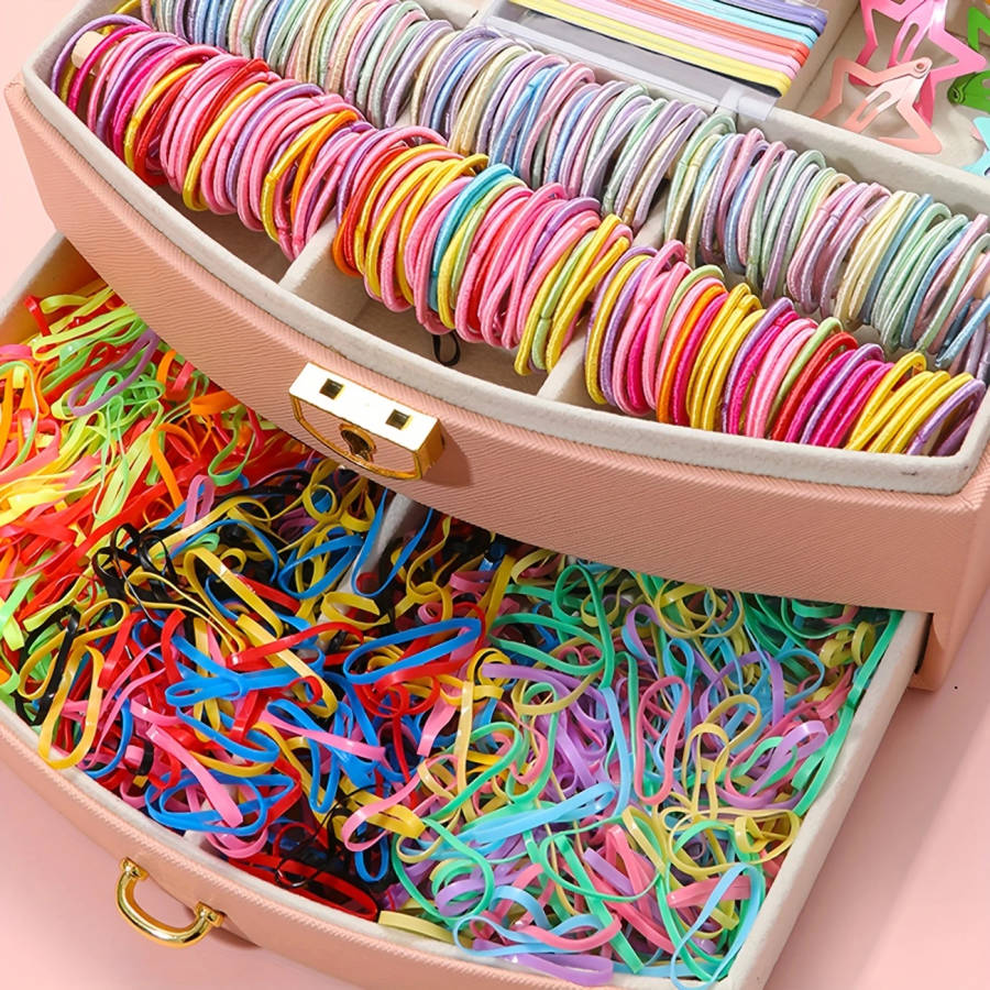 860pcs Colorful Hair Accessories Set for Women Cute Plastic Hair Ties Bows Clips and Scrunchies Mult