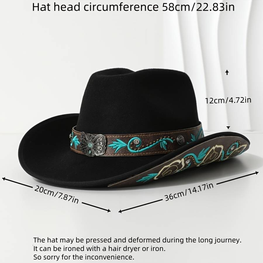 Stylish Denim Hat with Embroidered Butterfly Design And Metal Studs Perfect