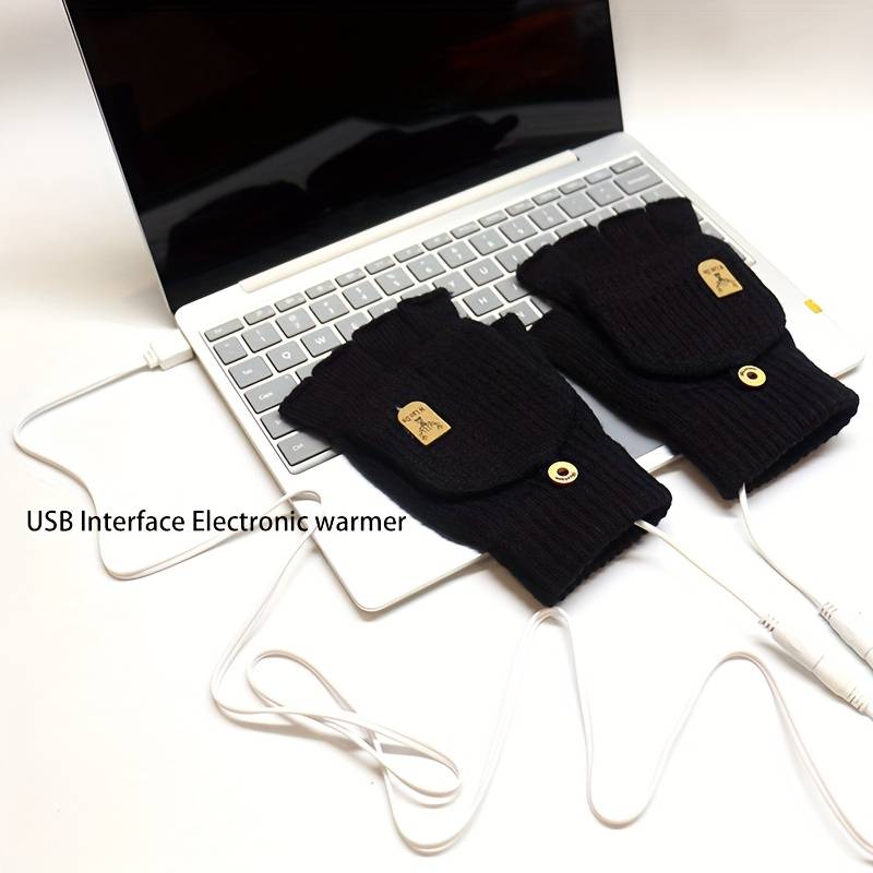 1 Pair Black Warm Gloves