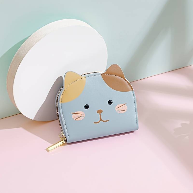 1pc Girl's Wallet Card Holder Women's Mini Coin Purse with 2 Coin Compartments + 9 Card Slots Cute