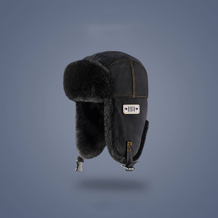 1pc Unisex Bomber Hat with Earflaps 100% Polyester Winter Pilot Cap Lightweight Knit Non-Stretc