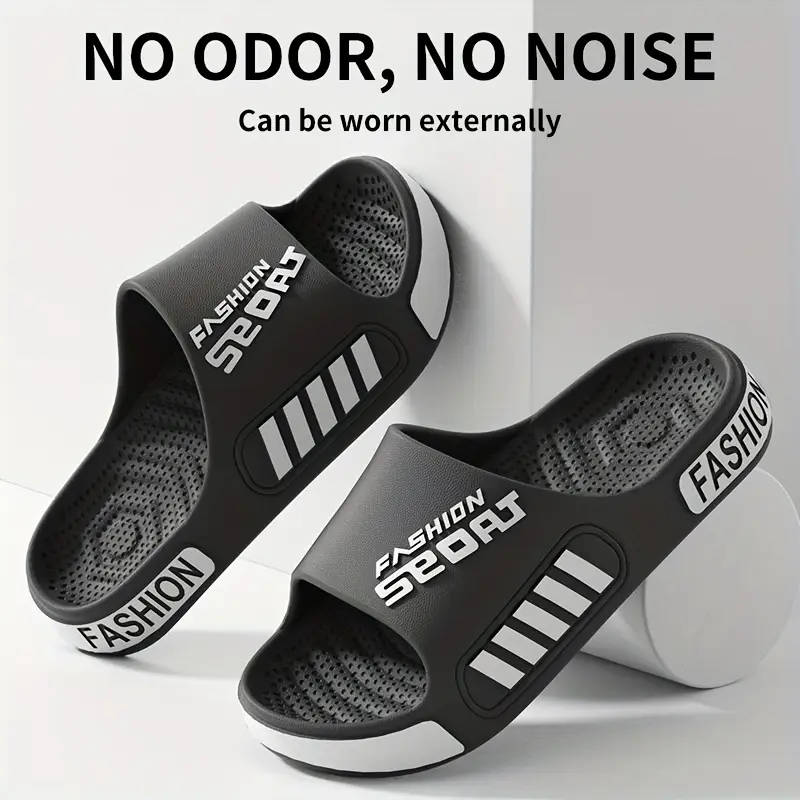 A Pair Of Unisex Stylish Sports Slippers In Black 6.5-7
