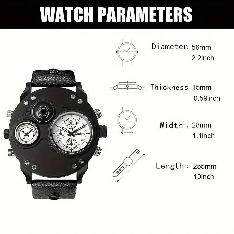 Large Dial Dual Time Zone Men's Watch