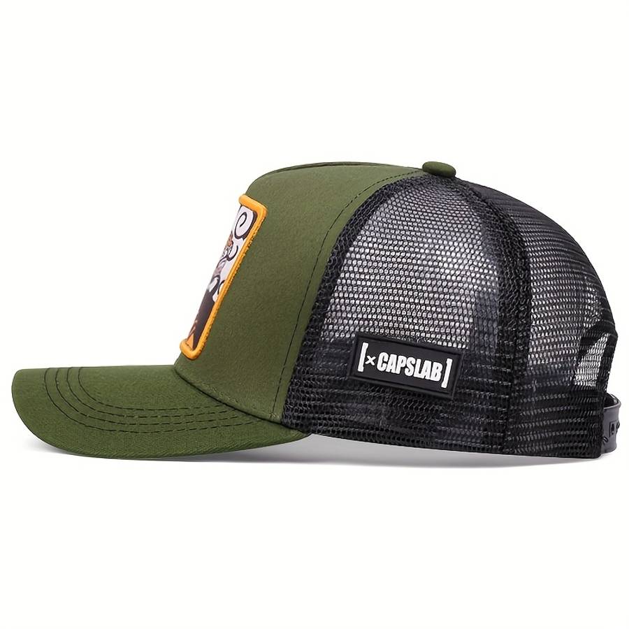 Stylish Cartoon Embroidered Baseball Cap with Sun Protection Mesh