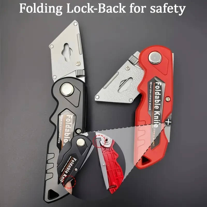 2-Piece Multi-Function Folding Utility Knife Set Black+Red