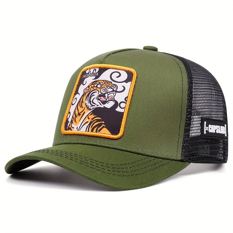 Stylish Cartoon Embroidered Baseball Cap with Sun Protection Mesh