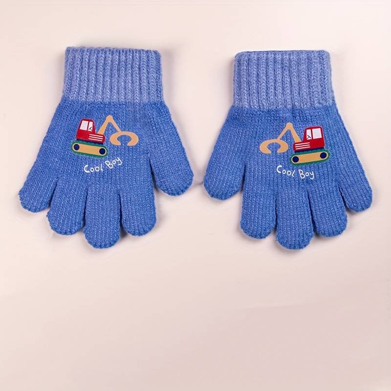 1 Pair Purple Thick Size 1 To 5 Years Old Warm Gloves