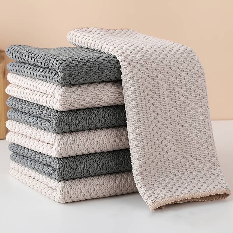 4pcs Ultra-Soft Microfiber Kitchen Towels High-Absorbency Double-Sided Waffle Texture Easy-