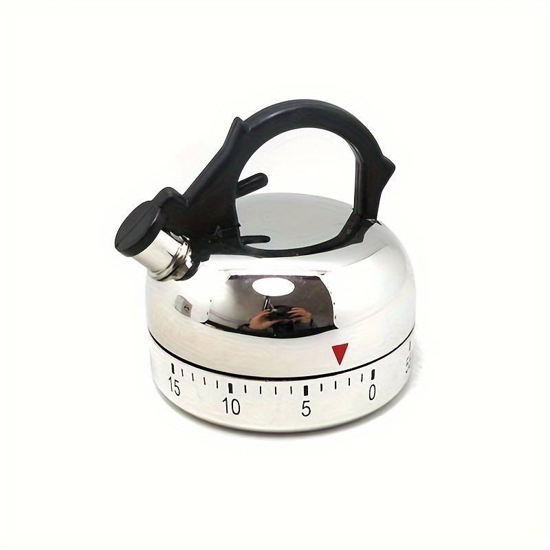 1pc Stainless Steel 60-Minute Kitchen Timer Mechanical Teapot Shaped Countdown Clock For Coo