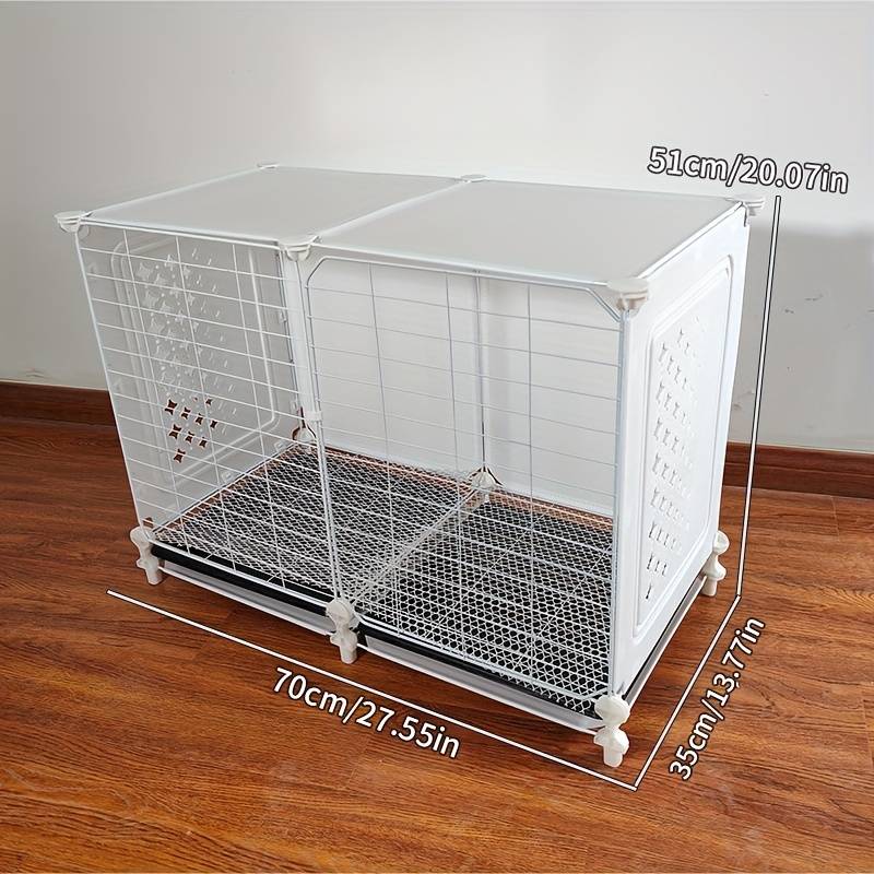 1pc 2 lattice white injection molded wheelless + storage area Pet Cage