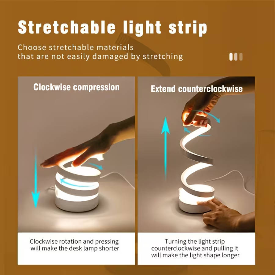 Two Modern Geometric Spiral Table Lamps Space Black Suit Version