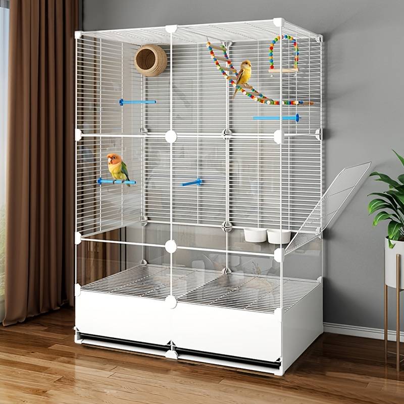 1pc White Model Anti-splash 1 layer of grid + 1 layer of transparentPet Cage