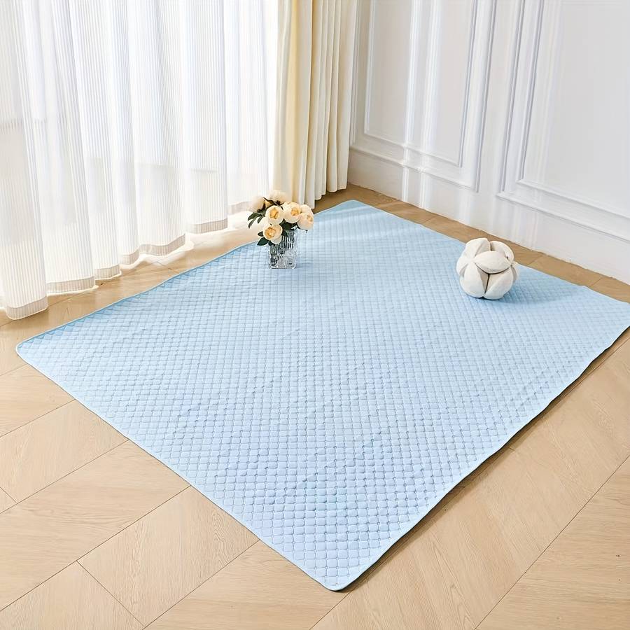 1piece Ice Silk Checkered Pad   Grey Cooling Pad