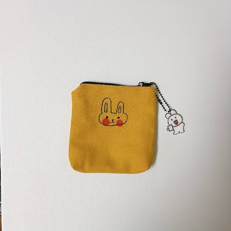 1pc Small Canvas Cute Bunny Coin Purse Simple Fresh Hand Wash or Professional Dry Clean