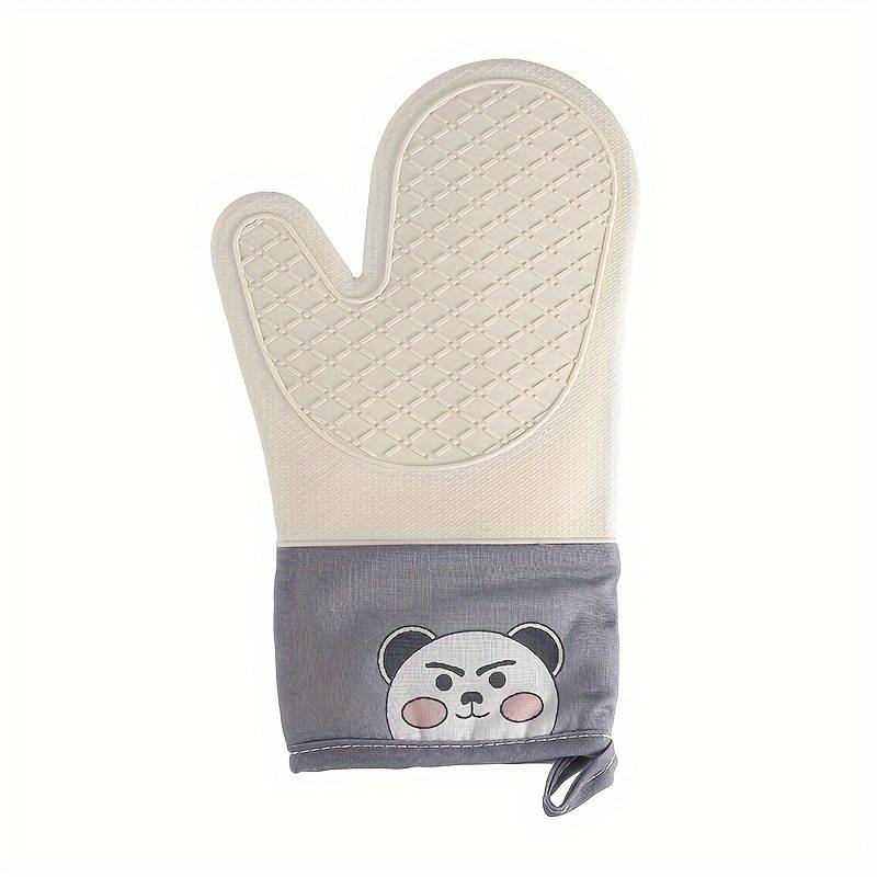 1pc Silicone Oven Gloves Panda Prints Oven Mitts Heat Resistant Kitchen Gloves with Soft Linin