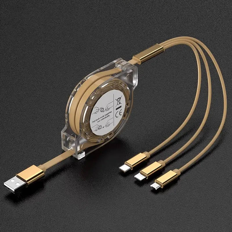 3 In 1 Retractable Multi Fast Charger Cable Random Colors