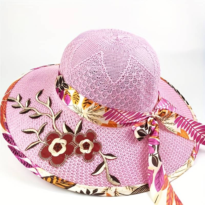 1pc Cartoon Women'S Fashion Beach Sun Hat Braid Fitted Hand Wash Only with Drawstring Closure a