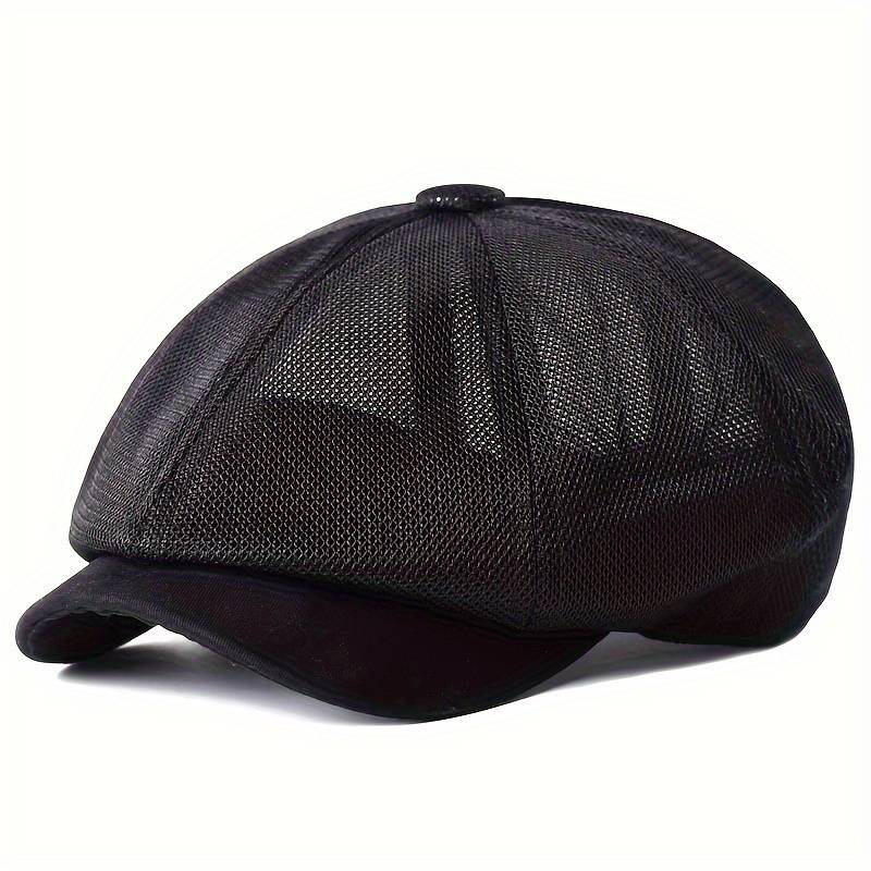 1pc Breathable Mesh Newsboy Cap Summer Casual Outdoor Beret Fashion Solid Color Octagonal Hat fo