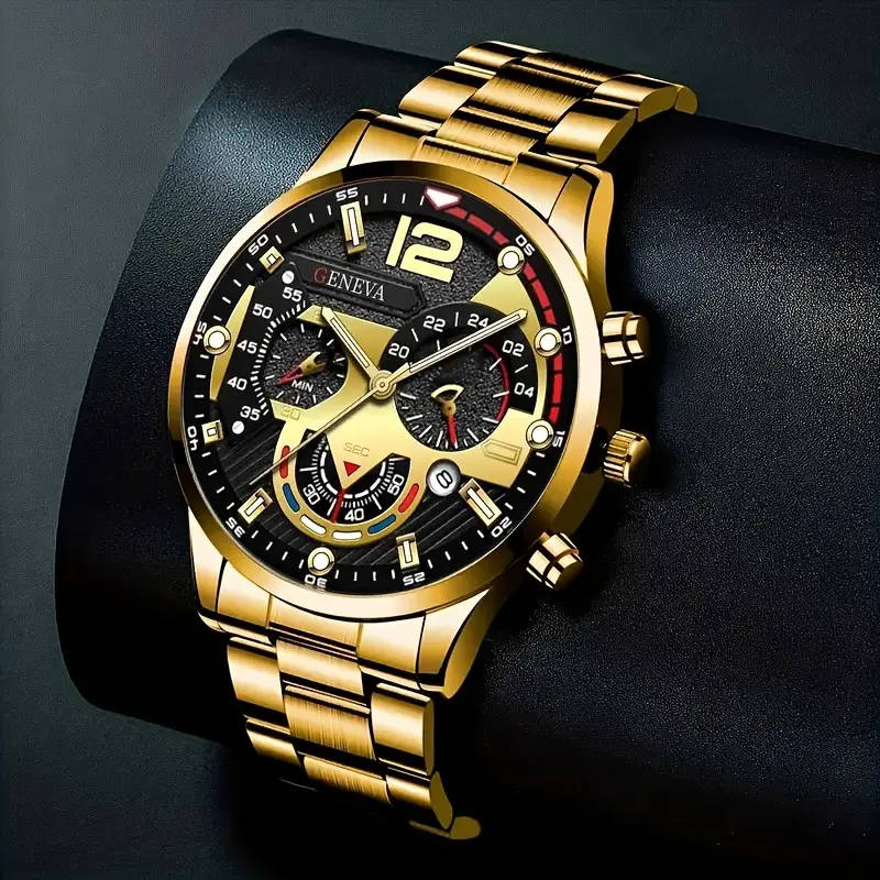 2 Piece Stainless Steel Quartz Watch & Bracelet Set