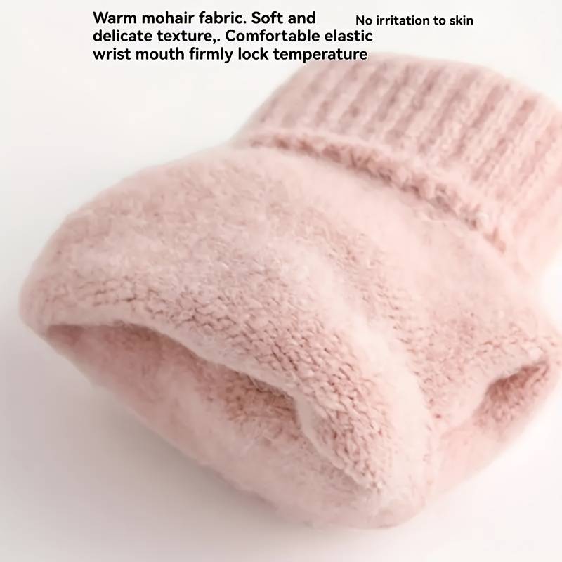1 Pair Pink One Size Warm Gloves