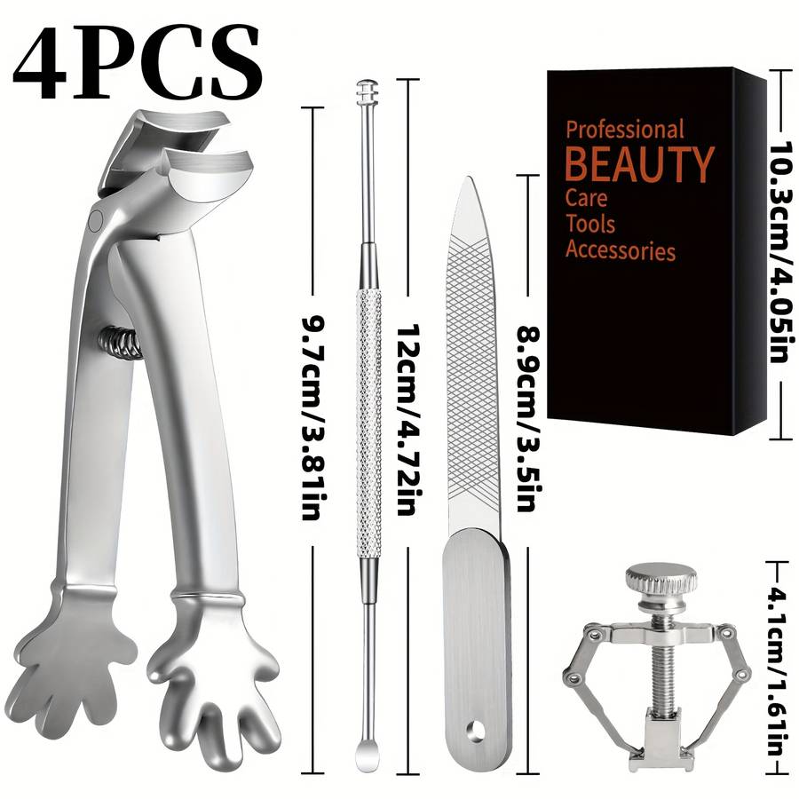 4pcs Heavy Duty Toenail Clippers Set Ergonomic Large Angled Head Nail Clippers with Catcher
