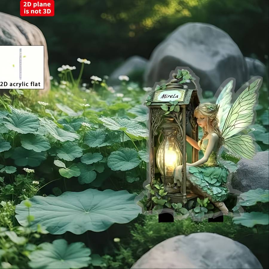 1pc 2D Flat    Printing Bohemian Style Garden Decorative Ground Plug Lantern Elf Deco