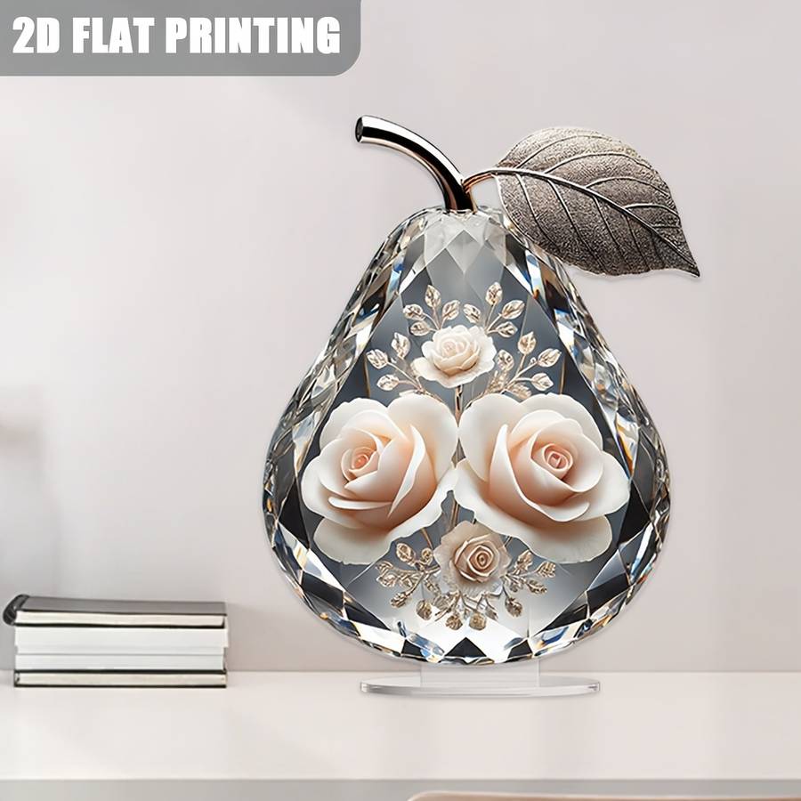 1pc 2D Flat   color high-definition printing  of artistic decorative acrylic pear-shaped