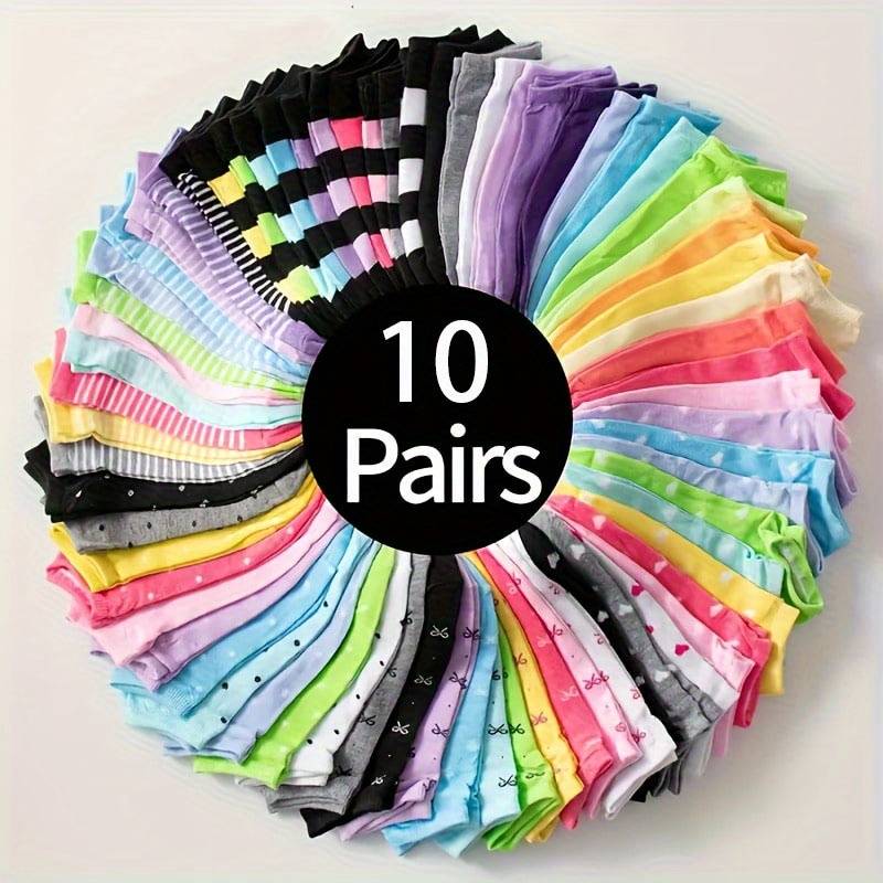 10 Pairs Random Colors One Size High Elastic Socks