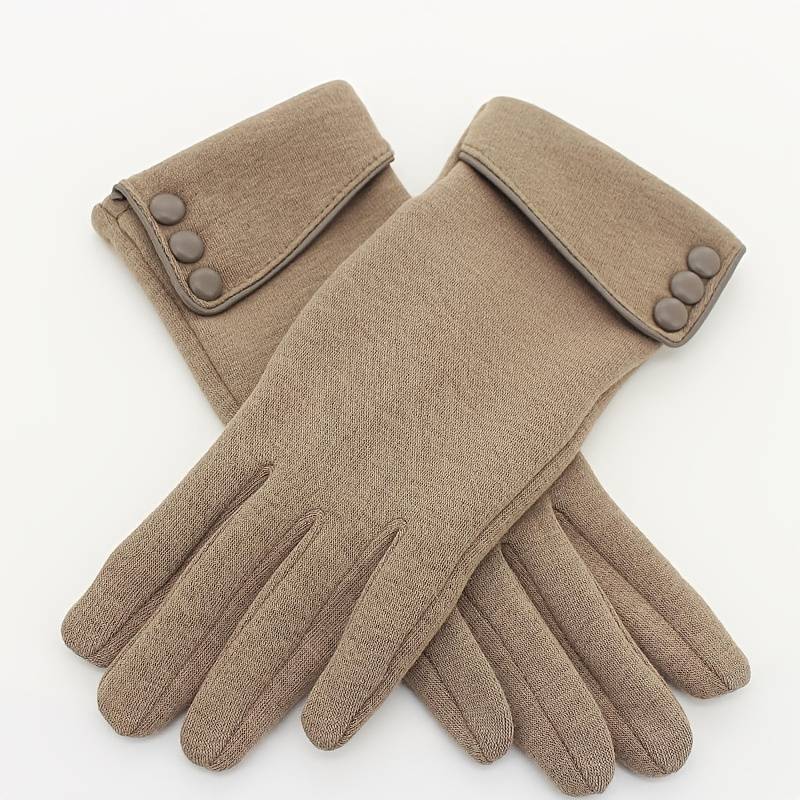 1 Pair Khaki Warm Gloves