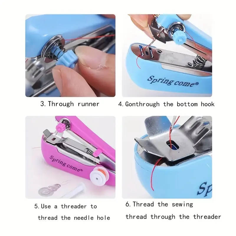 1pc Portable Small Hand Sewing Machine Home Multifunctional Simple Hand Pocket Handheld Micro Sewing