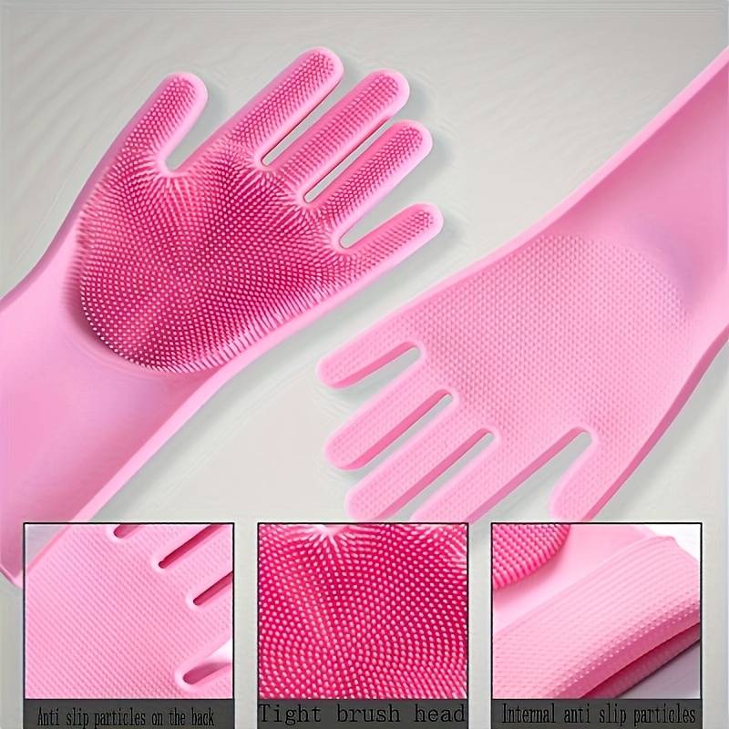 1 Pair Pink Household Cleaning Gloves