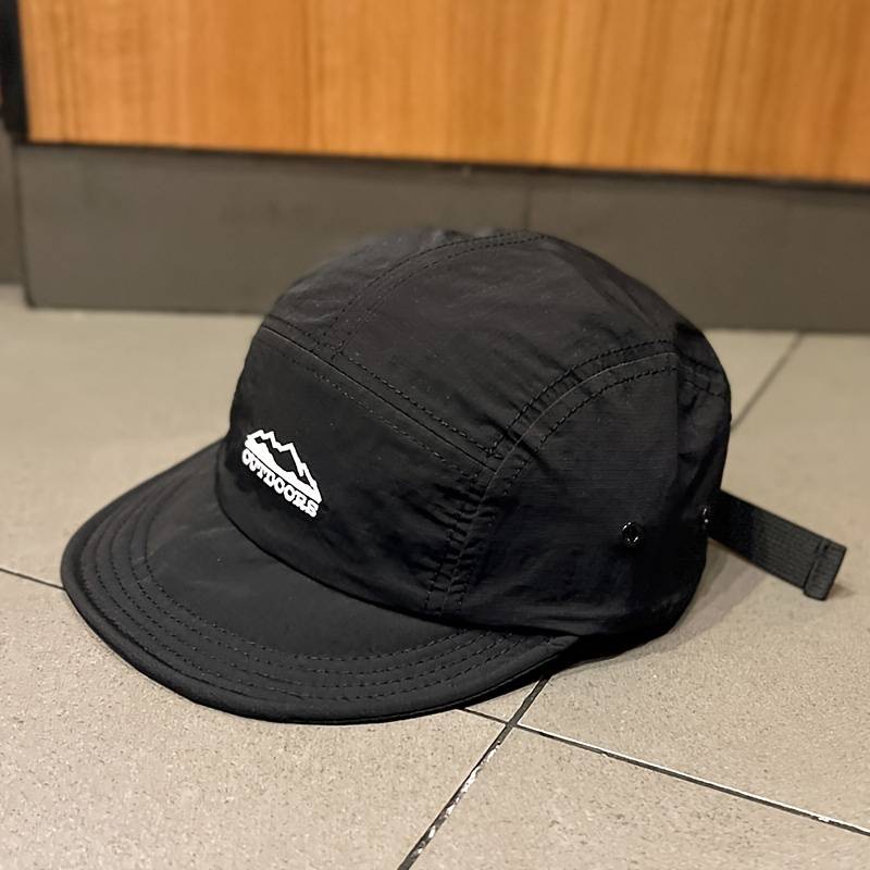 1pc Outdoors Logo Baseball Cap Black Polyester Breathable Quick-Dry Vintage Mountain Design