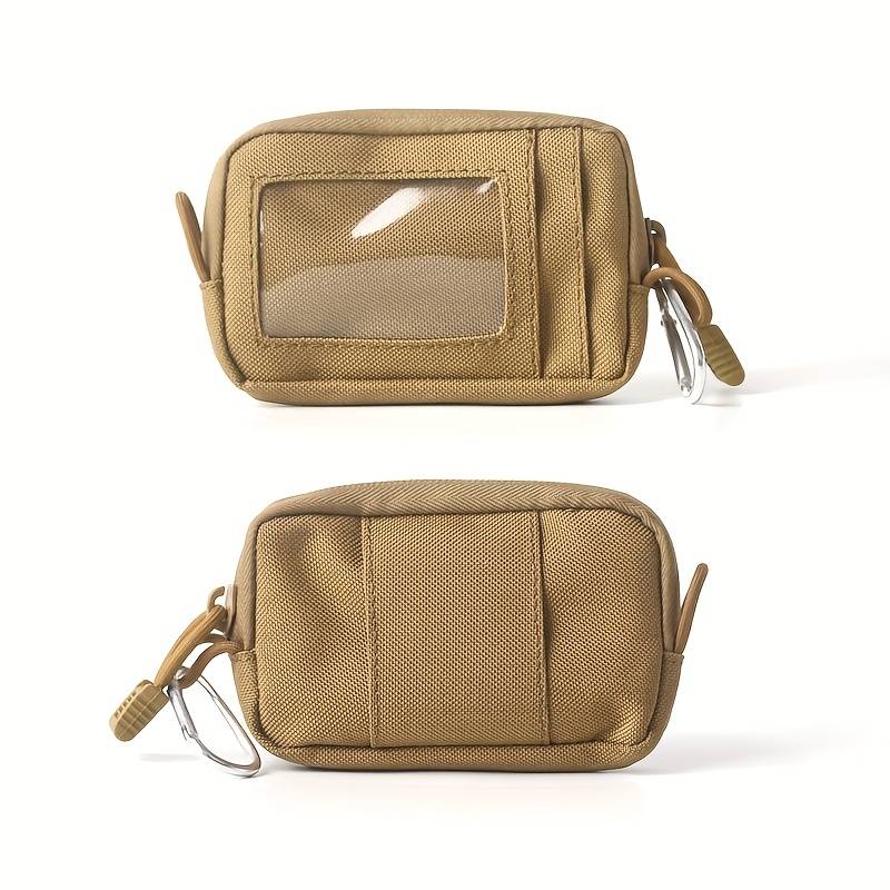 1pc Canvas Coin Purse with Zipper Driver'S License Holder Card Case Belt Bag Small Sports Pouch