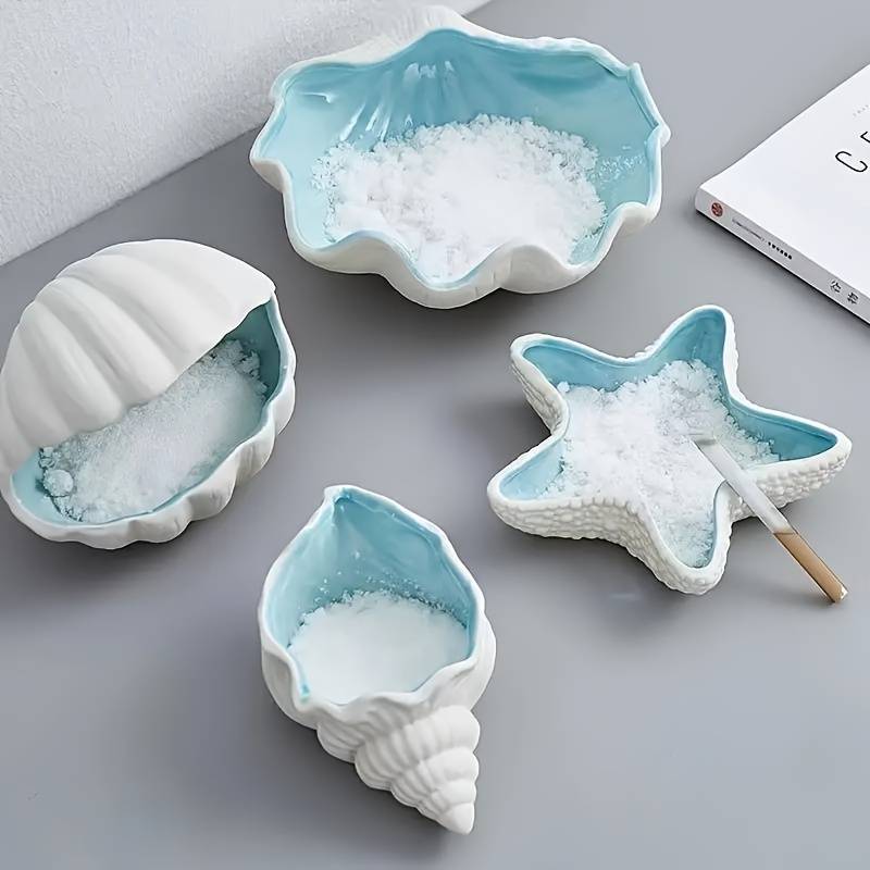 1pc Ocean-Themed Ceramic Starfish Ashtray Handcrafted Nautical Decor with Realistic Sea Textur