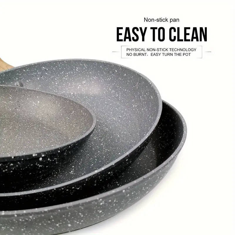 3pcs Non-Stick Pan Set Aluminum 17.78 cm - 24.13 cm - 27.94 cm Grey Foa And Pfas-Free for Kitchen Co
