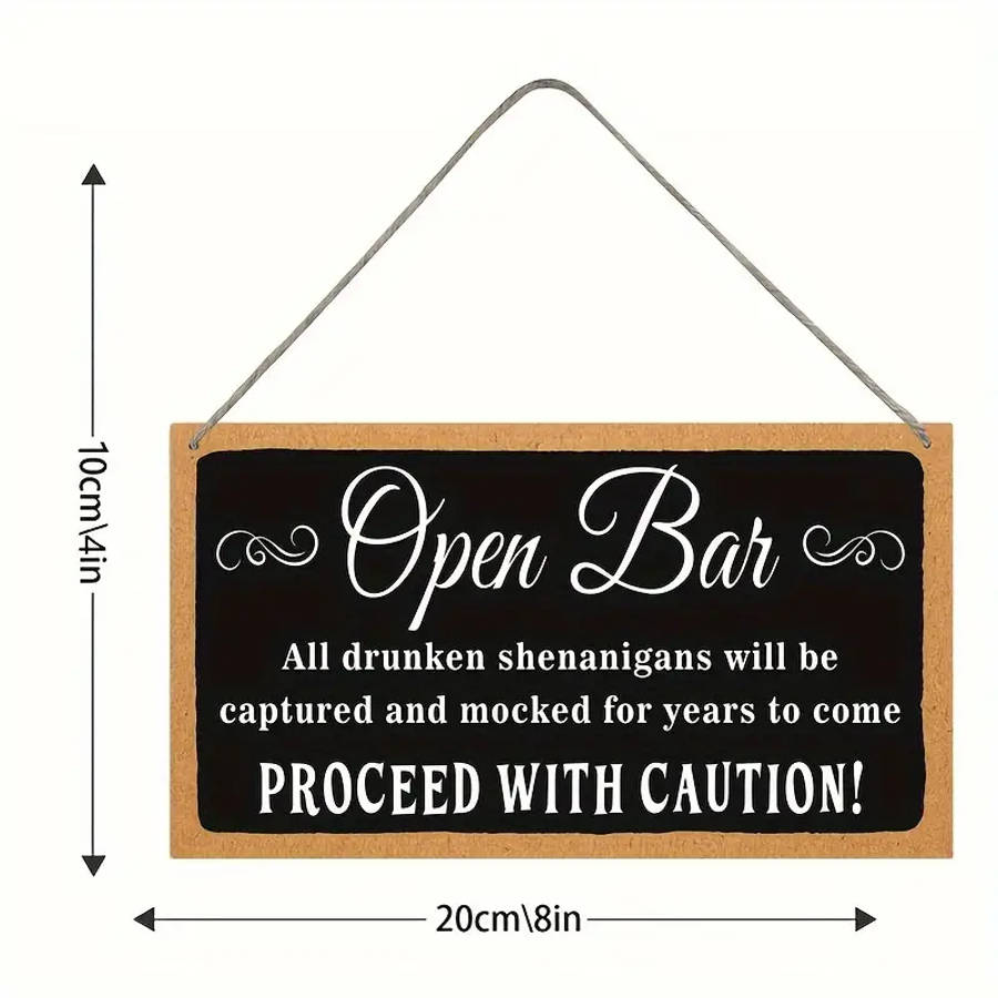 Rustic Hanging Wood Sign Open Bar Captures Drunken Shenanigans