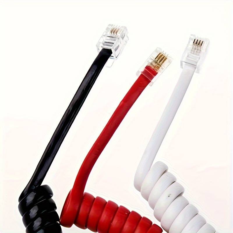 1pc Fleximax 2-Meter Single-Line Telephone Receiver Coiled Cable 4P4C Connector Durable Plast