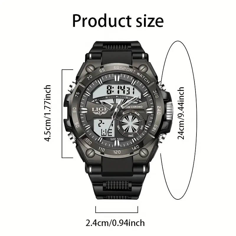 Men's Sports Dual Display Watch Rose Black