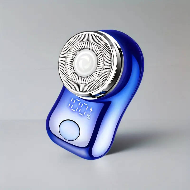 1pc Men'S Stainless Steel Electric Rotary Shaver Portable Spiral Shaving Razor with Curved Net Stron