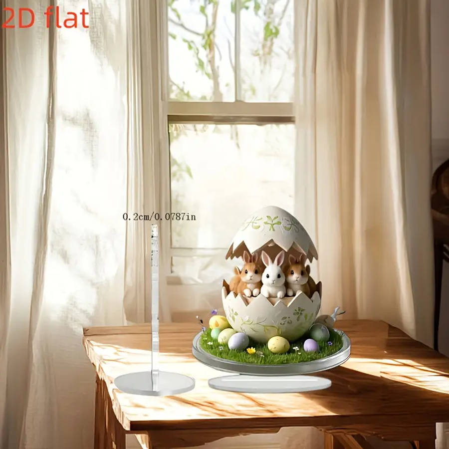 2D Flat Charming Acrylic Easter Bunny Egg Nest Decoration