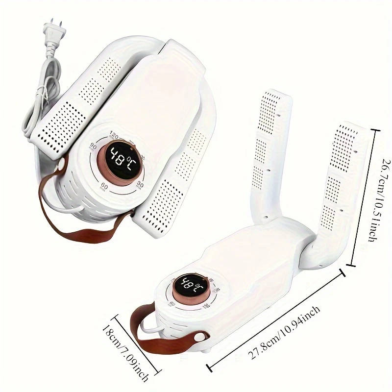 1pc Portable Shoe Dryer Quick-Dry Deodorize Quiet Operation with Smart Timer Foldable Design for Wor