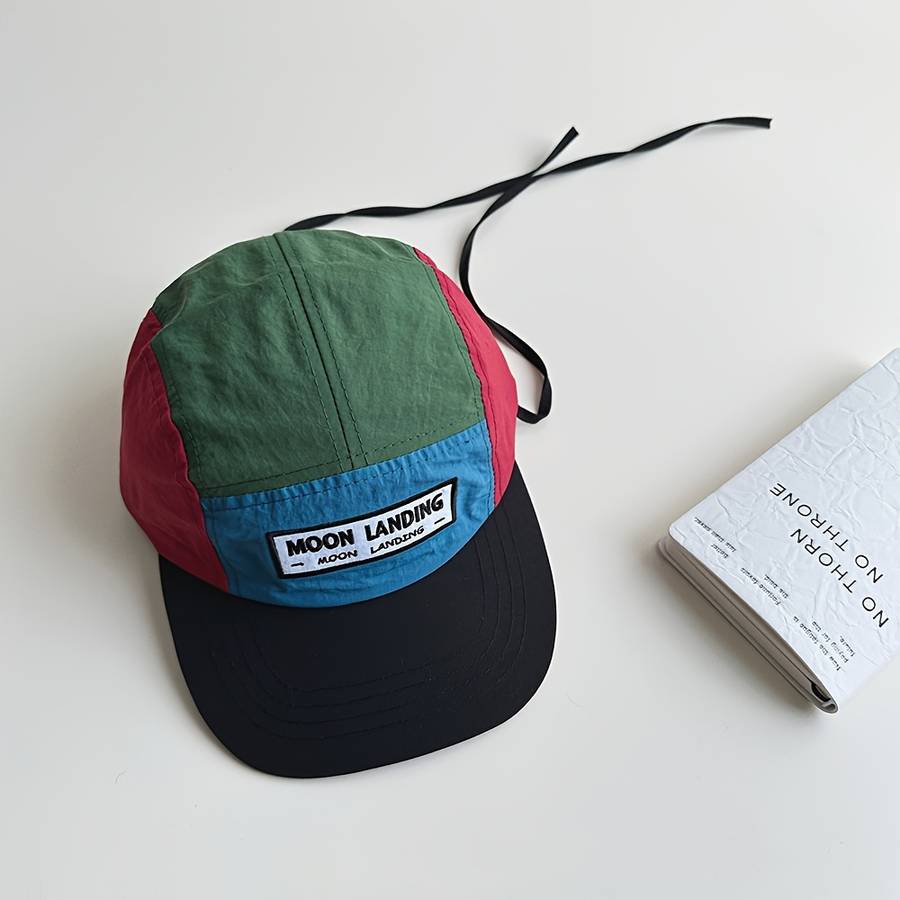 1pc Adjustable Breathable Moonscape Design Baseball Cap Wide Brim Colorful Patchwork Hand Was