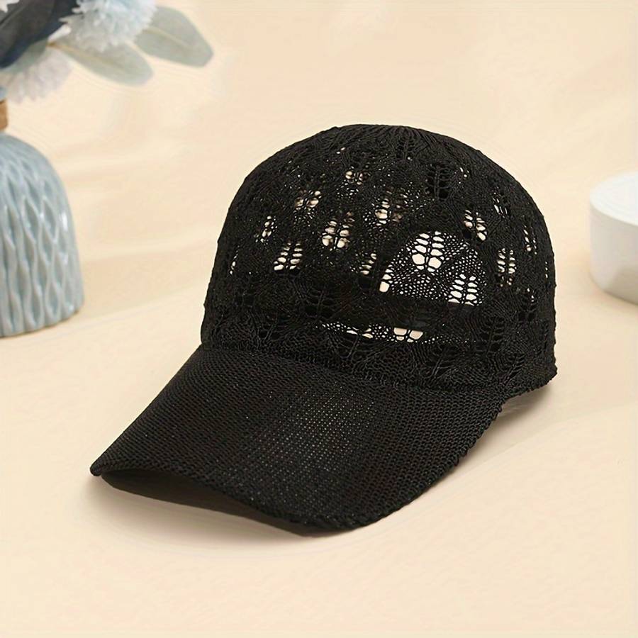 1pc Breathable Mesh Baseball Cap for Women Adjustable Lightweight Stylish Sun Hat with Hollow-